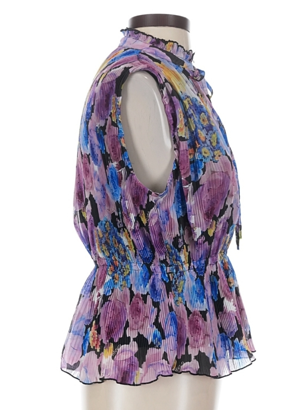 GANNI Pleated Floral Georgette Blouse Size 36 - Picture 3 of 8
